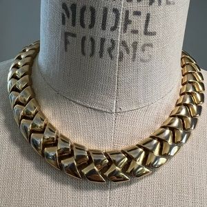 Erwin Pearl Vintage Chain Link Choker Gold Tone Necklace